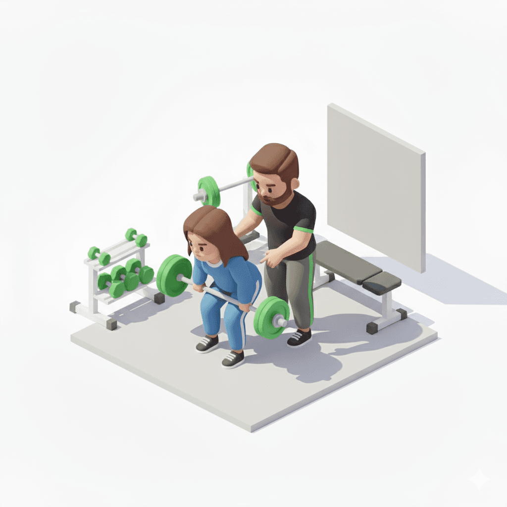 Z CoachFu - trener na siłowni poprawiający postawę